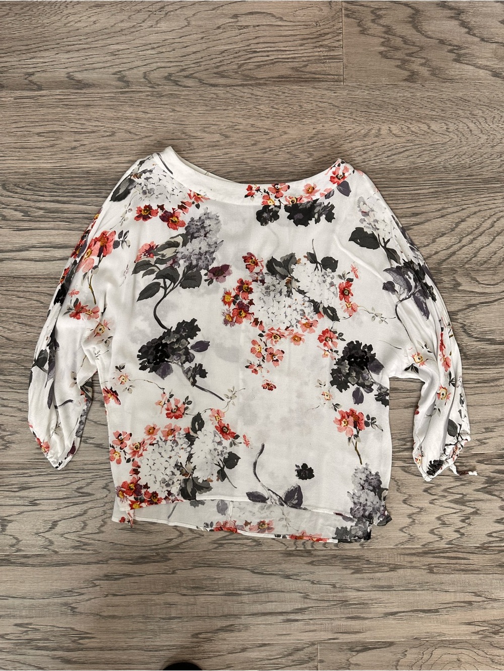 Floral White Dolman Sleeve Women's Top